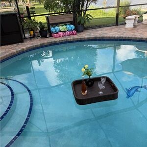 Floating Brown Wicker Tray